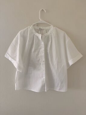 Banana Republic White Button Front Blouse NWT Short Sleeve Minimal Top